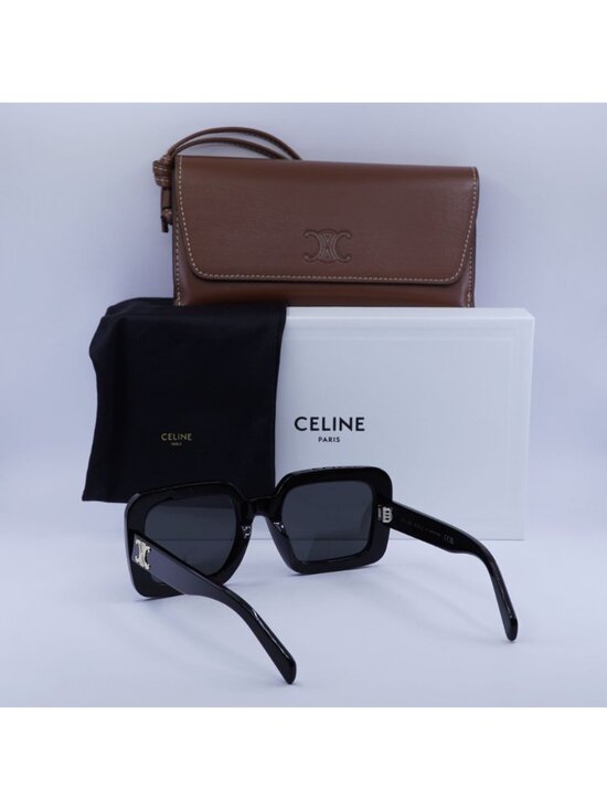 Celine CL40304U 01A TRIOMPHE Square Sunglasses - Black / Grey main image 7